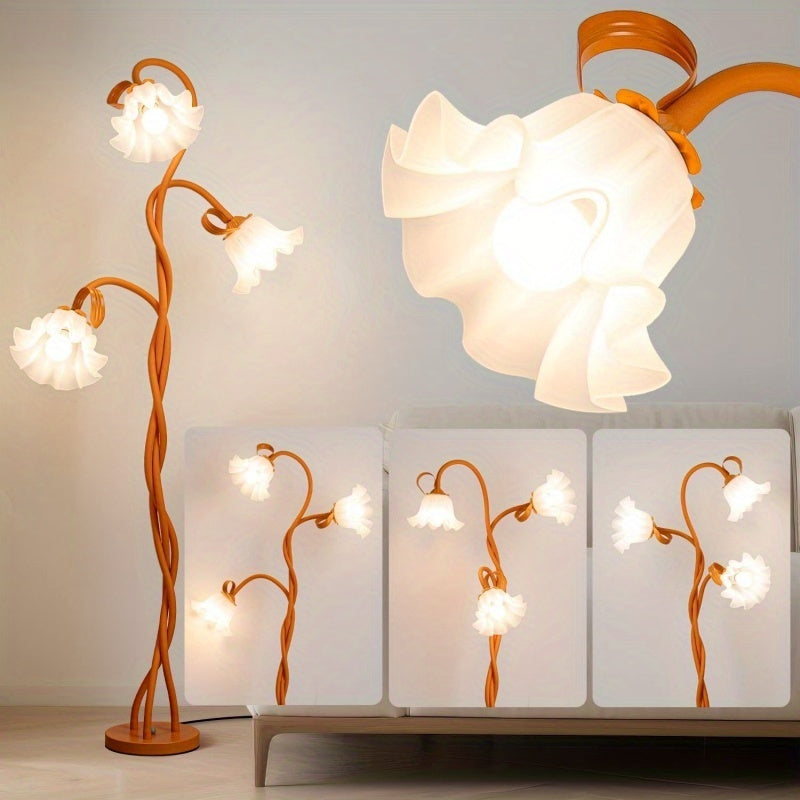 Contemporary Floral Floor Lamp with a Flexible Arm, Creative Design with 3 Color Temperatures, Ideal for Bedrooms, Living Rooms, Studies, And Hotel Decor (Comes with 3 Bulbs Included)