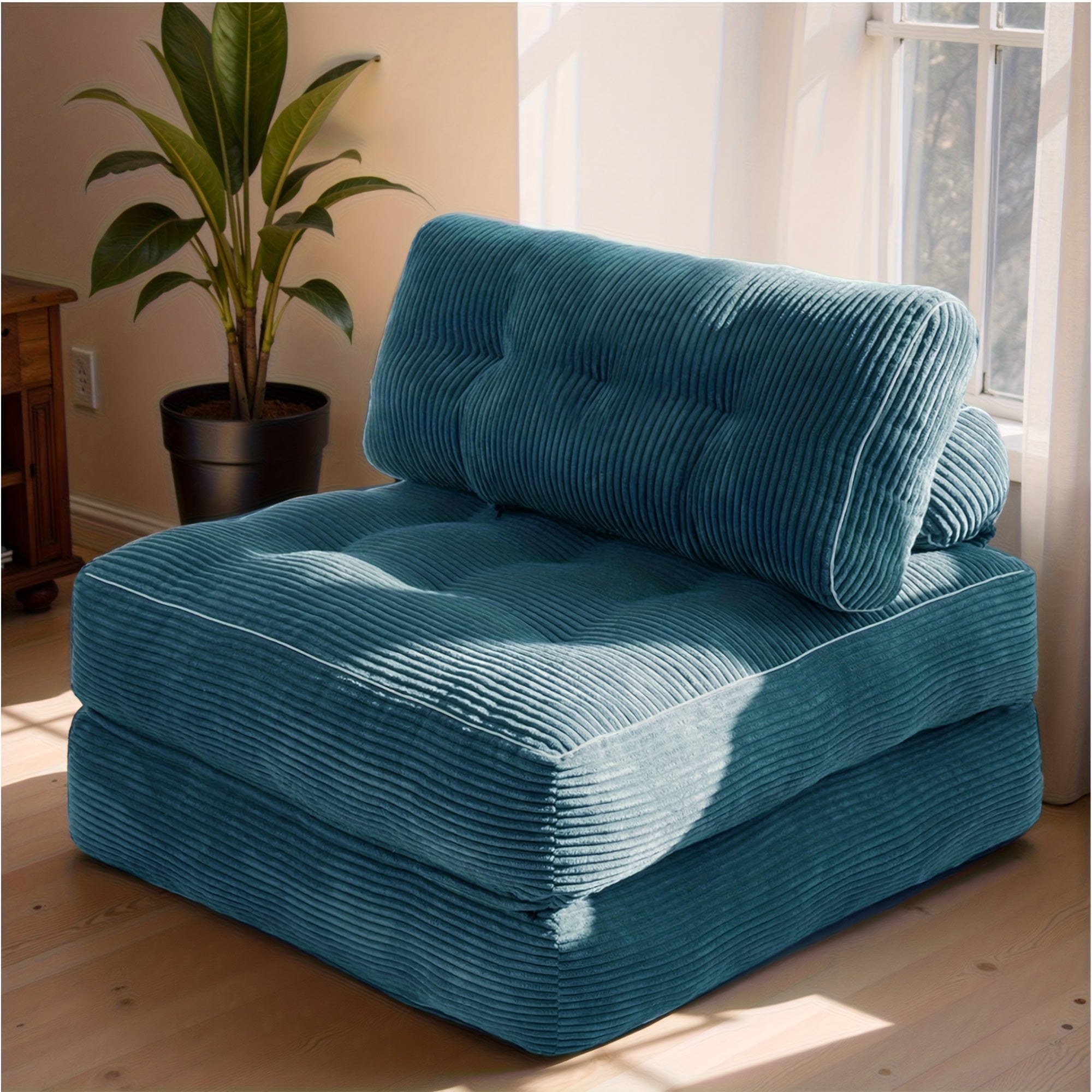 Portable Folding Sofa Bed Convertible to Bed - Modern Sleeper Chair Suitable for Adults, Space-Saving Foam-Filled Couch with Pillow, Single Size Floor Mattress, Ideal for Small Spaces, Dorms, Travel & Emergencies (No Assembly)