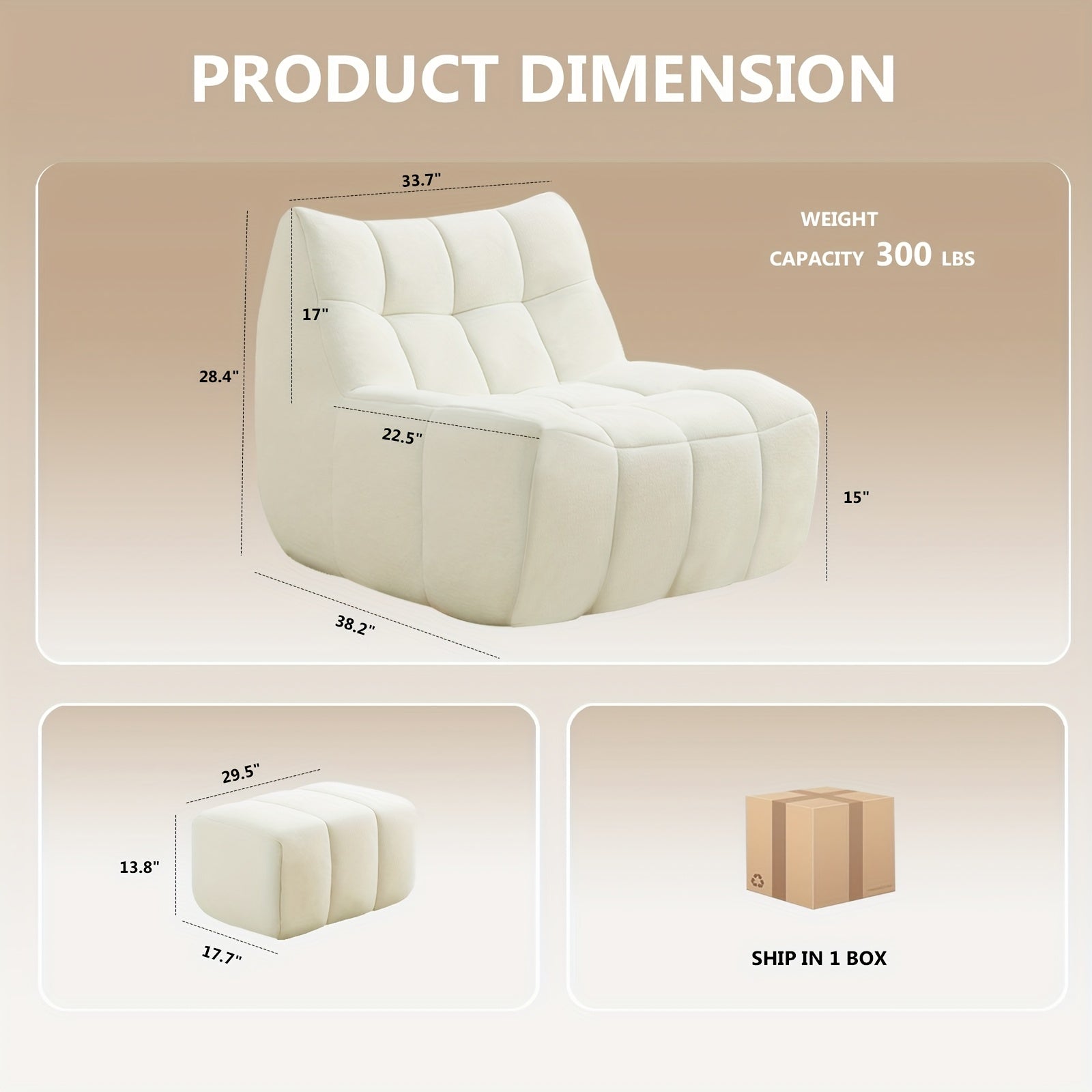 Single Sofa, Small Pedal Sofa, Leisure Sofa, Armless Platform Sofa, Simple Lazy Sofa, Floor Standing Sofa Seat, Indoor Reading And Leisure Integrated Compression Sponge Sofa, No Assembly Required, Suitable for Living Rooms