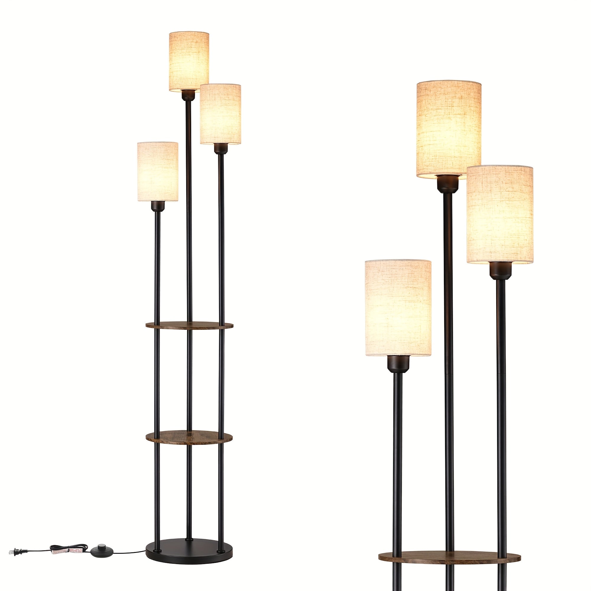 70-Inch Farmhouse-Style Floor Lamps Featuring a Shelf, Perfect for The Living Room