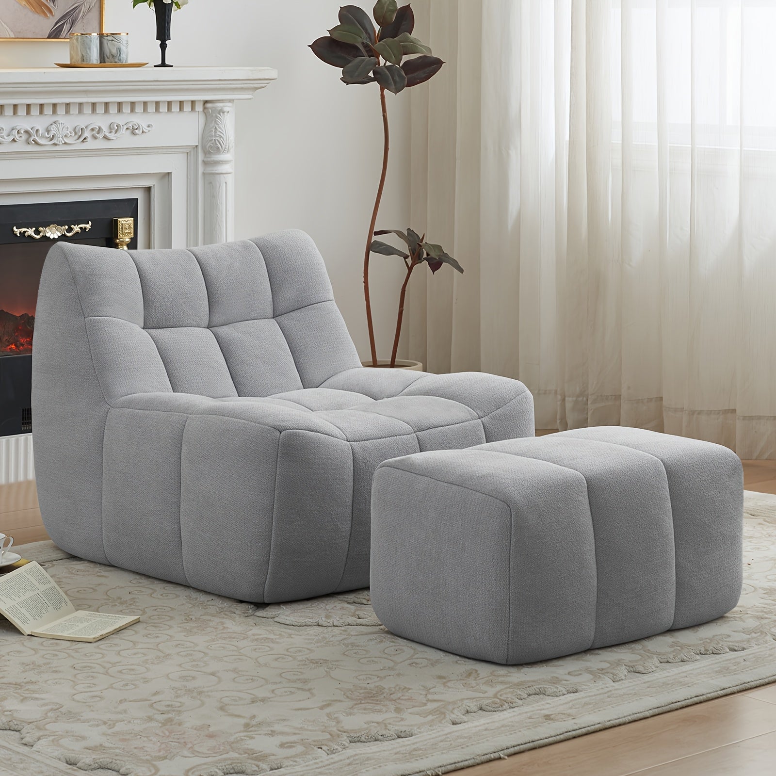 Single Sofa, Small Pedal Sofa, Leisure Sofa, Armless Platform Sofa, Simple Lazy Sofa, Floor Standing Sofa Seat, Indoor Reading And Leisure Integrated Compression Sponge Sofa, No Assembly Required, Suitable for Living Rooms