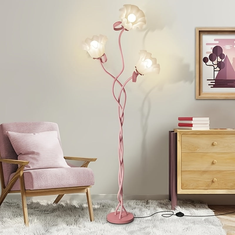 Contemporary Floral Floor Lamp with a Flexible Arm, Creative Design with 3 Color Temperatures, Ideal for Bedrooms, Living Rooms, Studies, And Hotel Decor (Comes with 3 Bulbs Included)