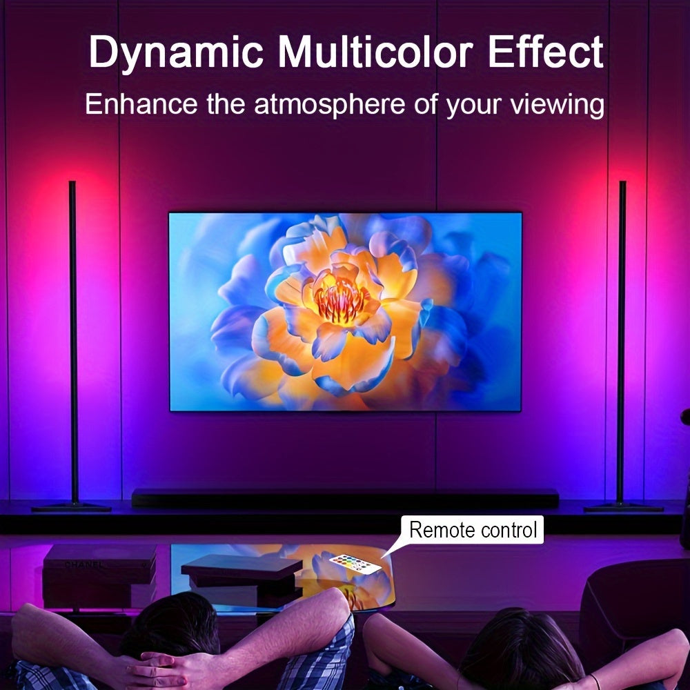 Corner Floor Lamp, Smart RGB LED Corner Lamp With Remote Control Music Sync Dimmable Timer RGB Dream Color Changing Music Rhythm Modern Standing Ambience Light Speed Adjustment For Bedroom Living Gaming Room Studio Party Holiday Christmas Halloween