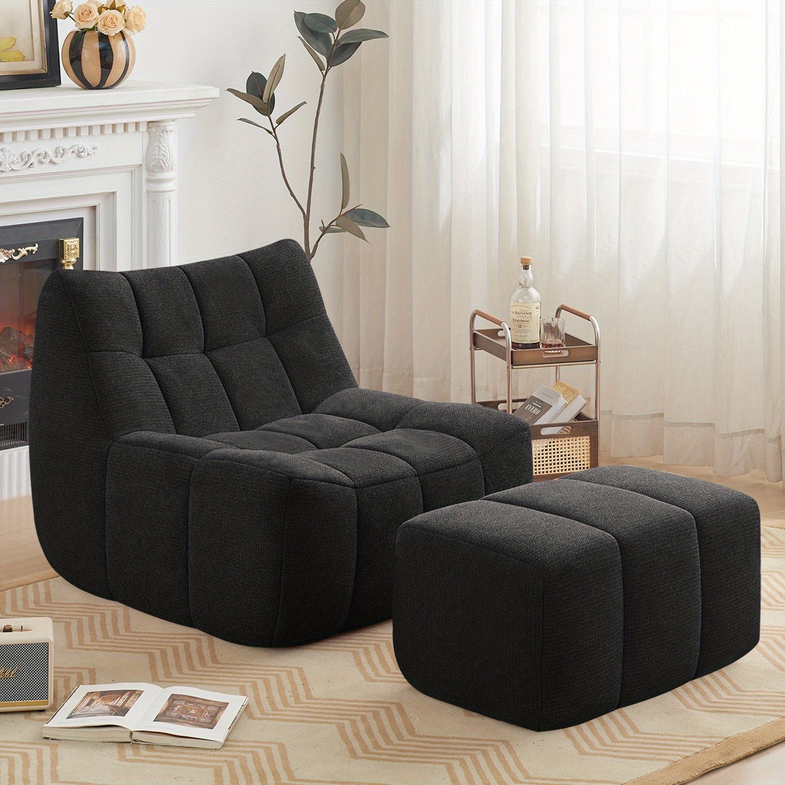 Single Sofa, Small Pedal Sofa, Leisure Sofa, Armless Platform Sofa, Simple Lazy Sofa, Floor Standing Sofa Seat, Indoor Reading And Leisure Integrated Compression Sponge Sofa, No Assembly Required, Suitable for Living Rooms