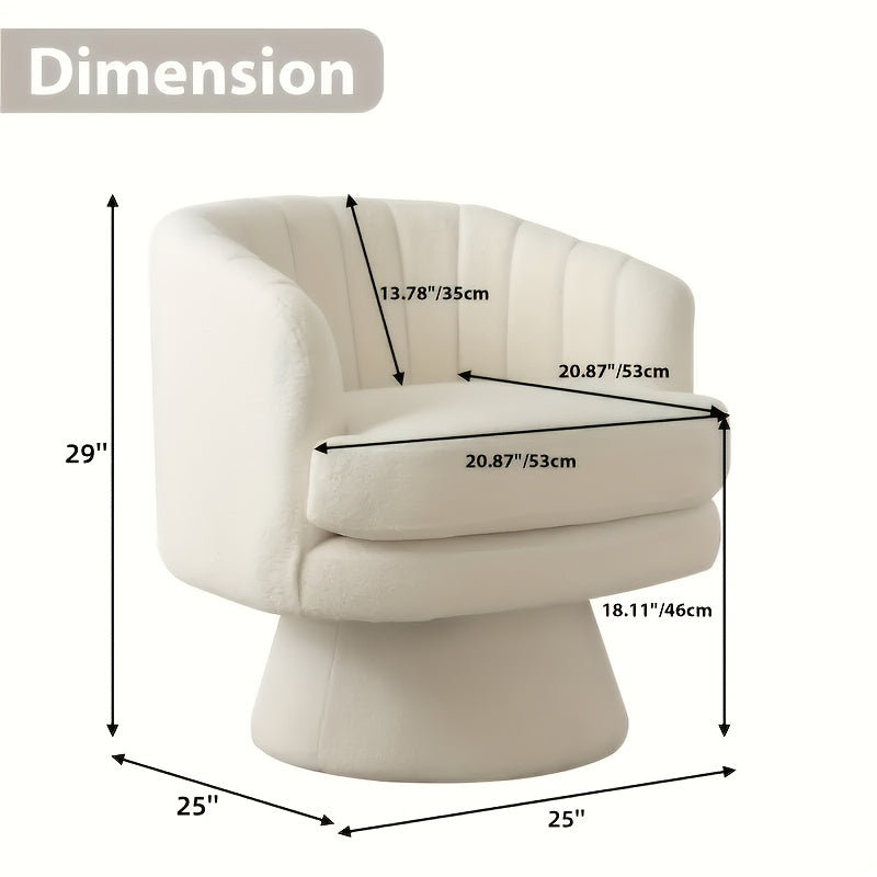 Modern Round Back Large Single Sofa Chair, 360 Degree Swivel Soft Leisure Chair, Living Room, Dining Room Decoration Chair