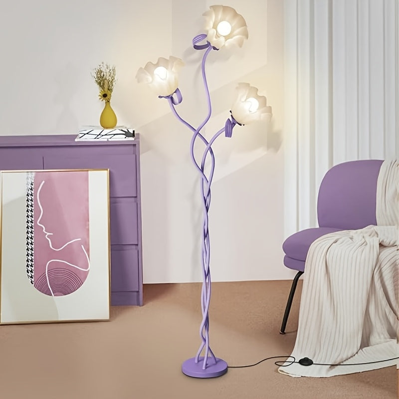 Contemporary Floral Floor Lamp with a Flexible Arm, Creative Design with 3 Color Temperatures, Ideal for Bedrooms, Living Rooms, Studies, And Hotel Decor (Comes with 3 Bulbs Included)