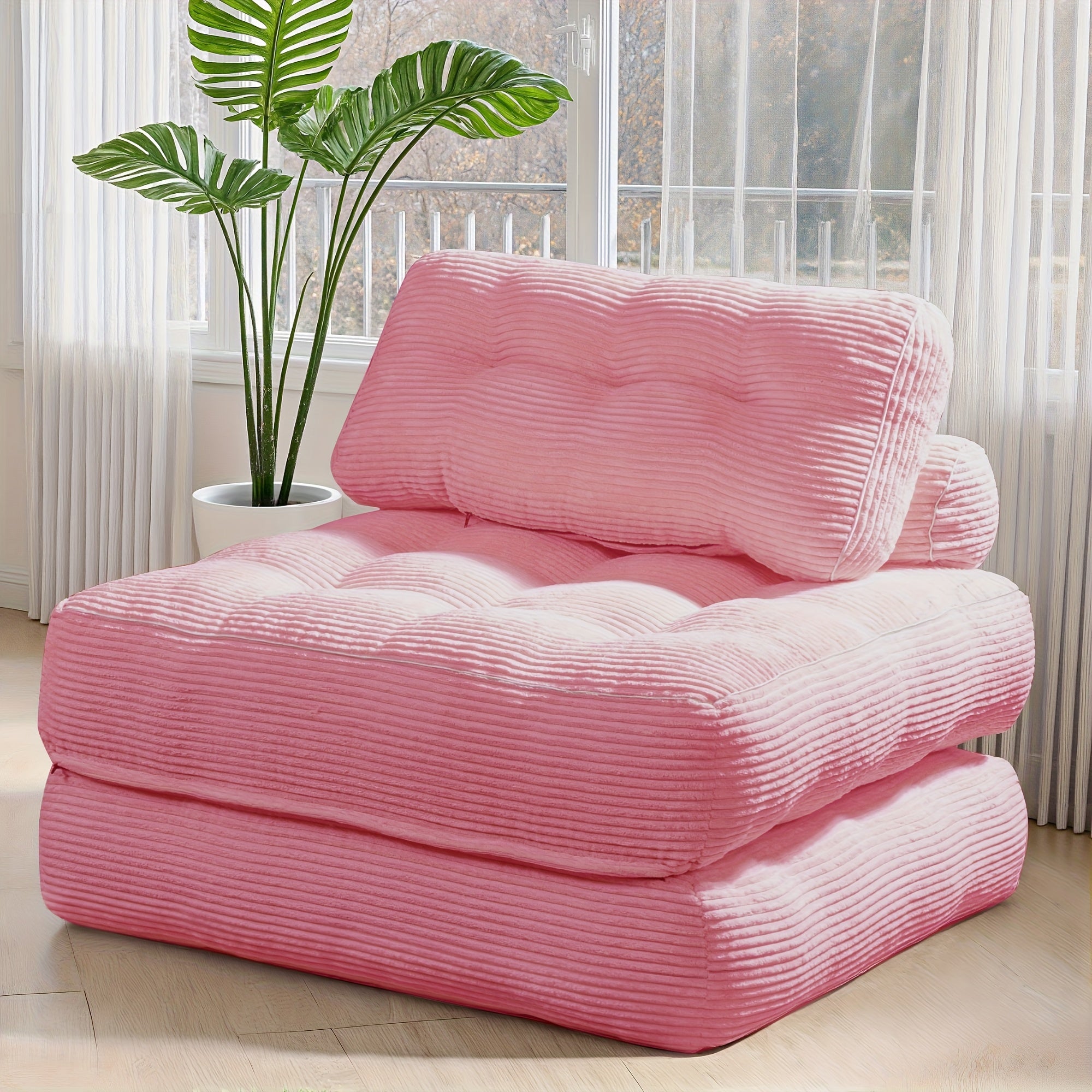 Portable Folding Sofa Bed Convertible to Bed - Modern Sleeper Chair Suitable for Adults, Space-Saving Foam-Filled Couch with Pillow, Single Size Floor Mattress, Ideal for Small Spaces, Dorms, Travel & Emergencies (No Assembly)