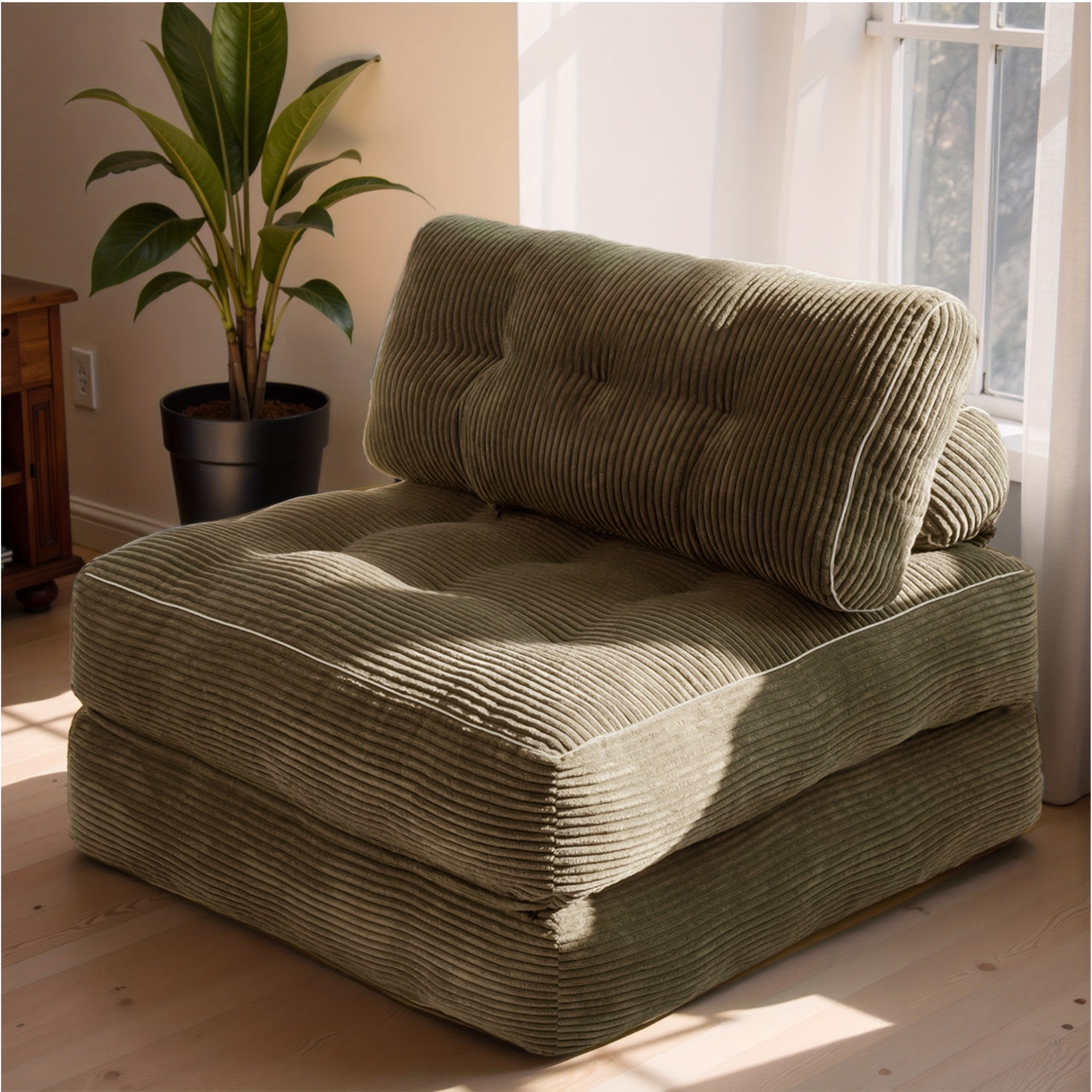 Portable Folding Sofa Bed Convertible to Bed - Modern Sleeper Chair Suitable for Adults, Space-Saving Foam-Filled Couch with Pillow, Single Size Floor Mattress, Ideal for Small Spaces, Dorms, Travel & Emergencies (No Assembly)