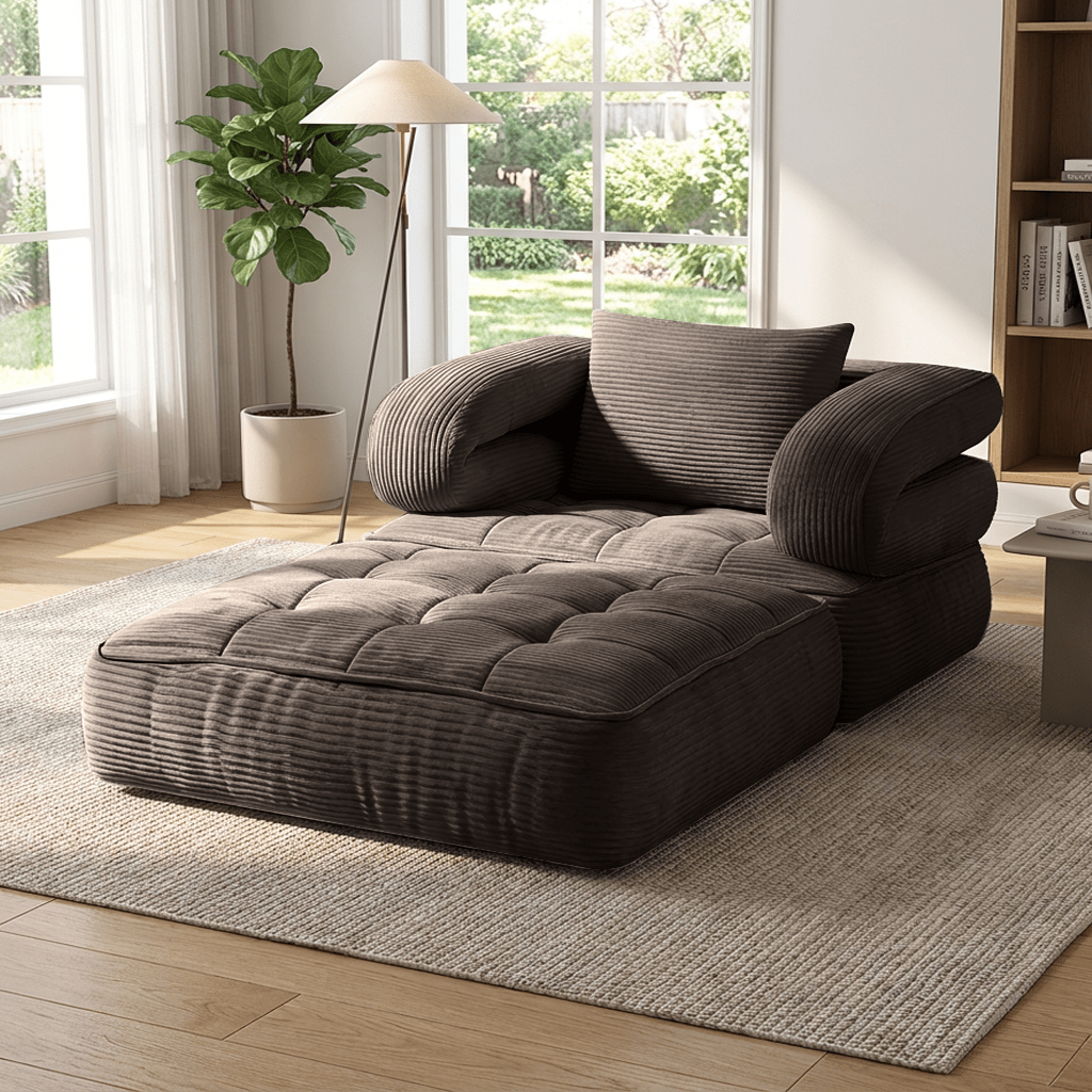 Black Fridays Items, Local Warehouse, Folding Sofa Bed, 1-Person Chair Bed with Backrest and Pillow, Space-Saving Single Bed for Living Room, Bedroom, Apartment, Gray and Orange, Bean Bag Chair, Living Room Furniture, Boneless Couch for Living Room,