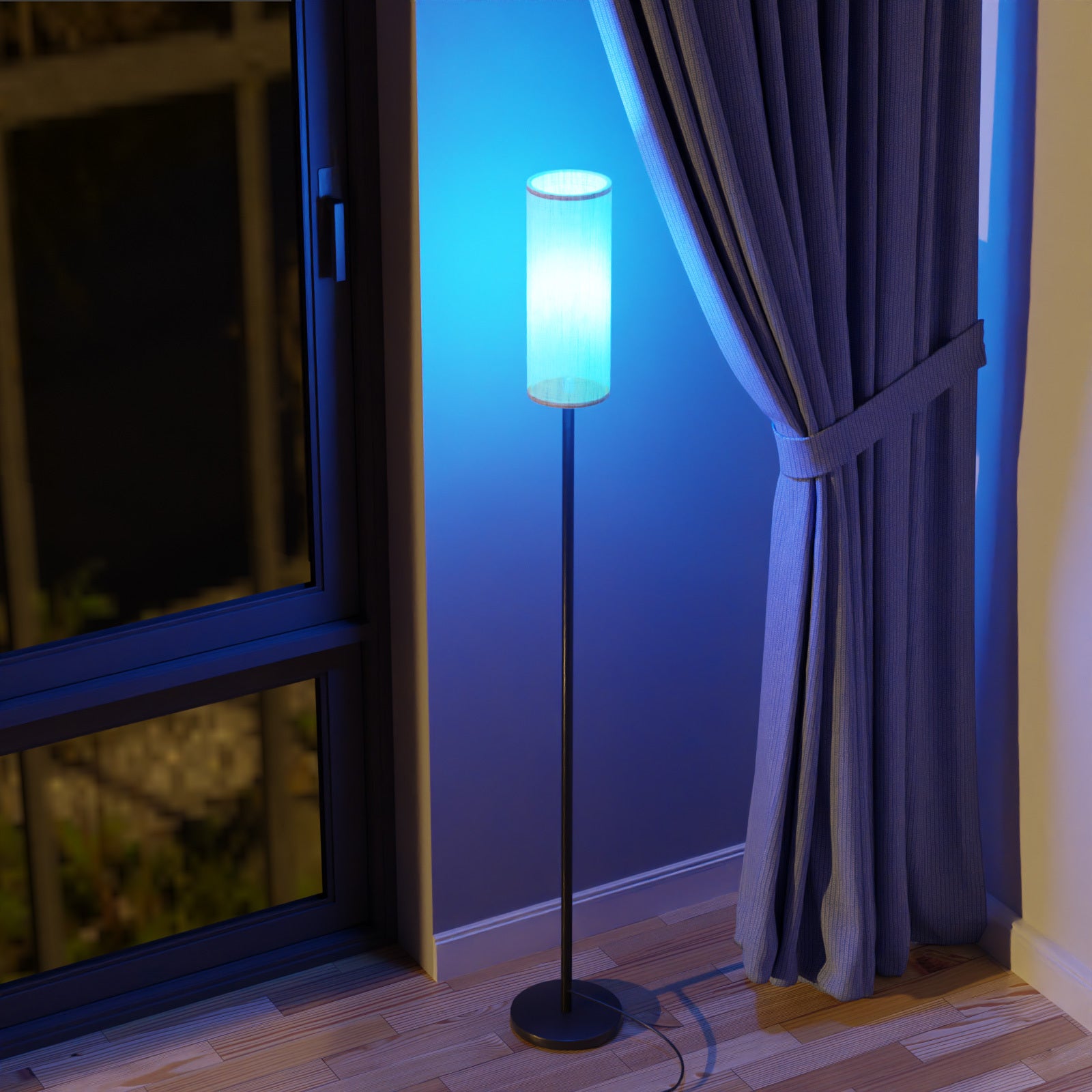 Floor Lamps for Living Room, Dimmable 2700-6500K, Modern Floor Lamp with Remote, Tall Standing Lamps for Living Room Bedroom Office Corner, Foot Switch, Beige Shade, 9W RGB LED Bulb