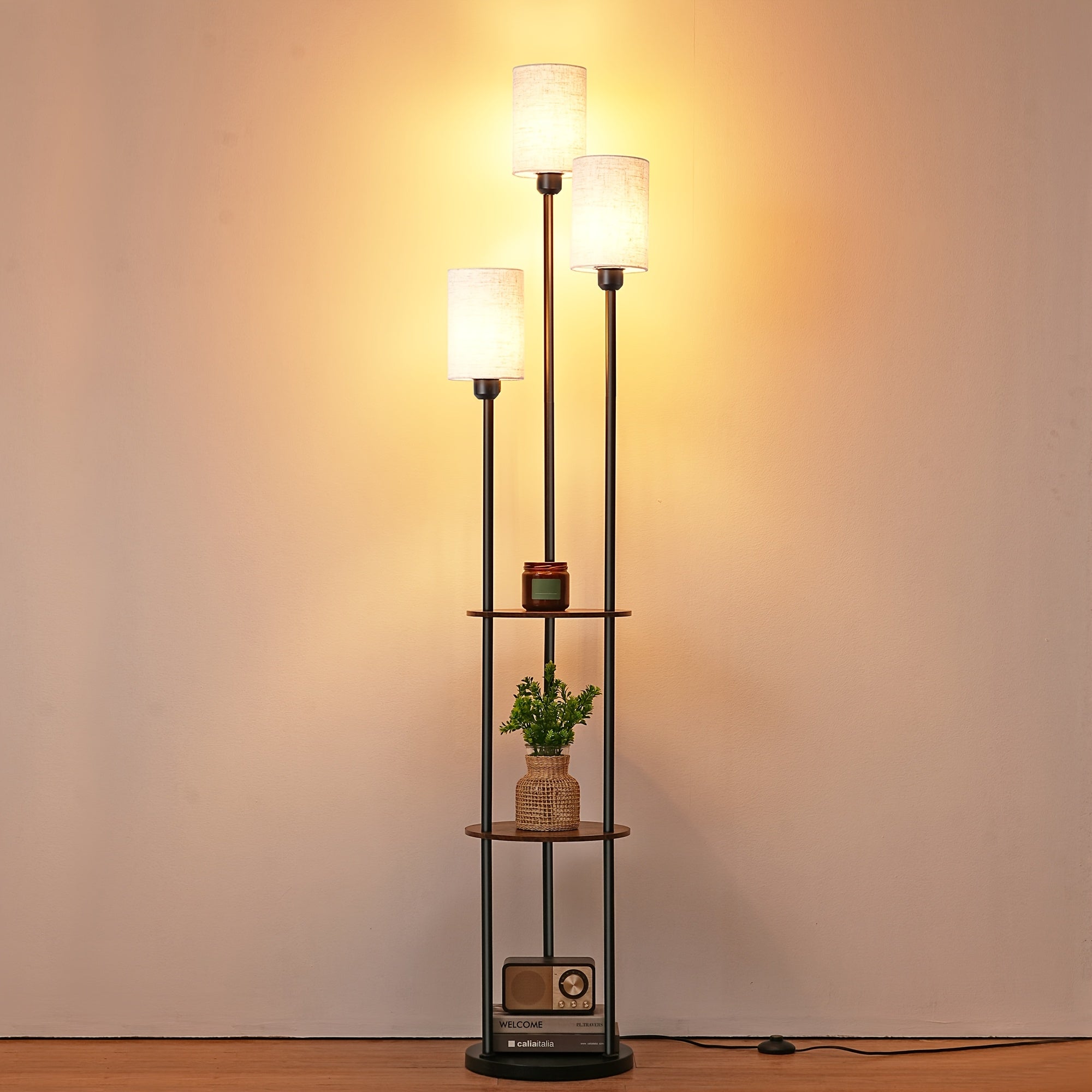 70-Inch Farmhouse-Style Floor Lamps Featuring a Shelf, Perfect for The Living Room