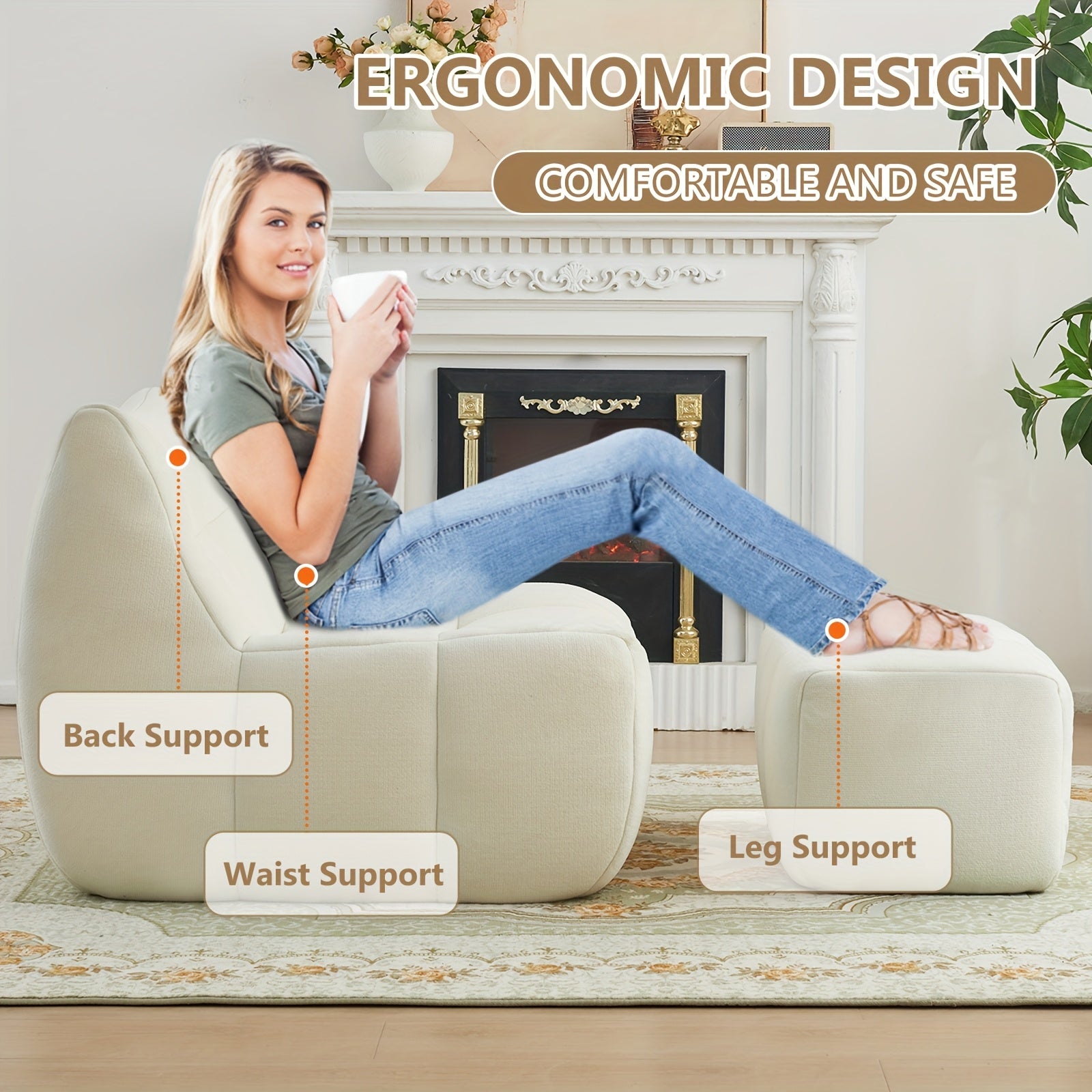Single Sofa, Small Pedal Sofa, Leisure Sofa, Armless Platform Sofa, Simple Lazy Sofa, Floor Standing Sofa Seat, Indoor Reading And Leisure Integrated Compression Sponge Sofa, No Assembly Required, Suitable for Living Rooms