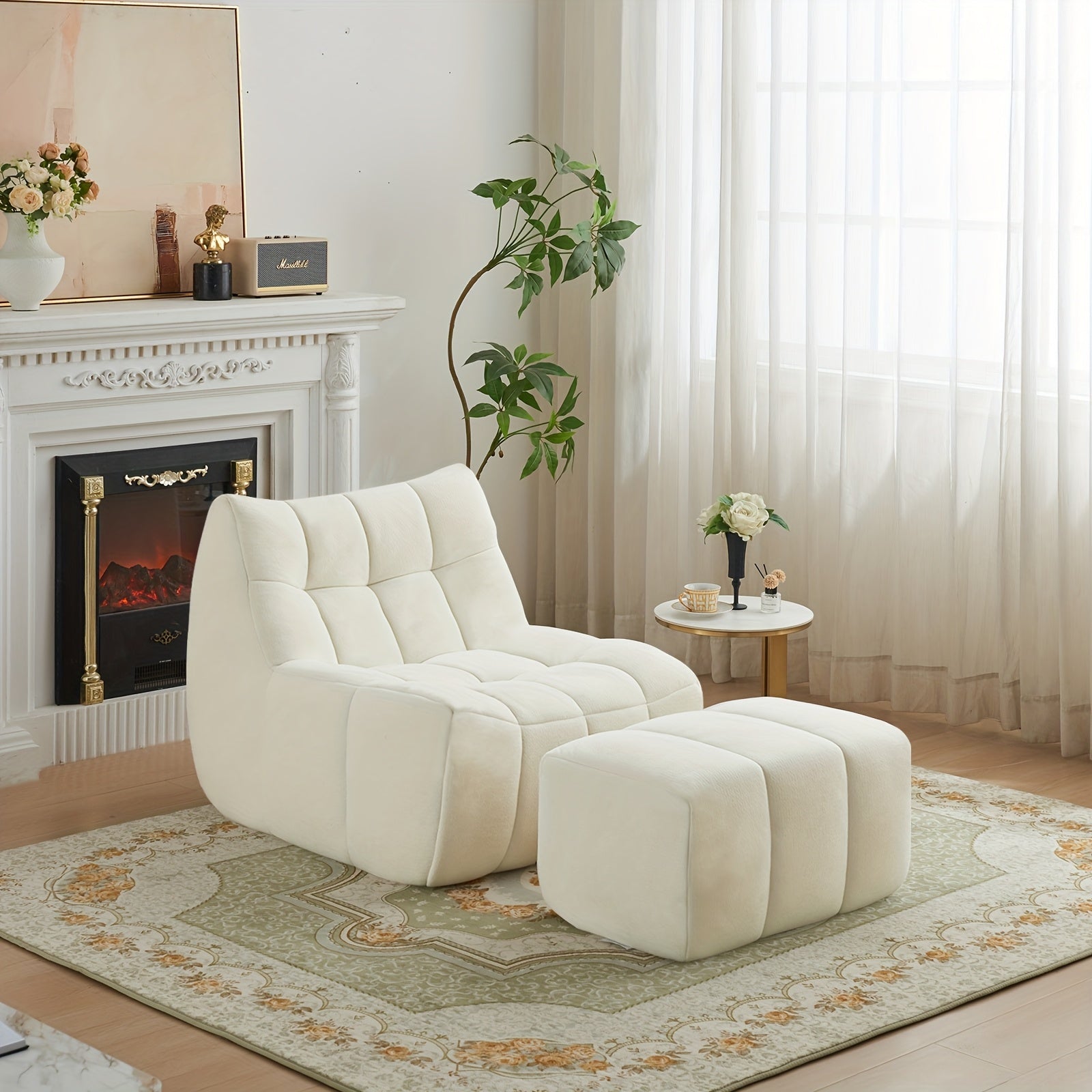 Single Sofa, Small Pedal Sofa, Leisure Sofa, Armless Platform Sofa, Simple Lazy Sofa, Floor Standing Sofa Seat, Indoor Reading And Leisure Integrated Compression Sponge Sofa, No Assembly Required, Suitable for Living Rooms