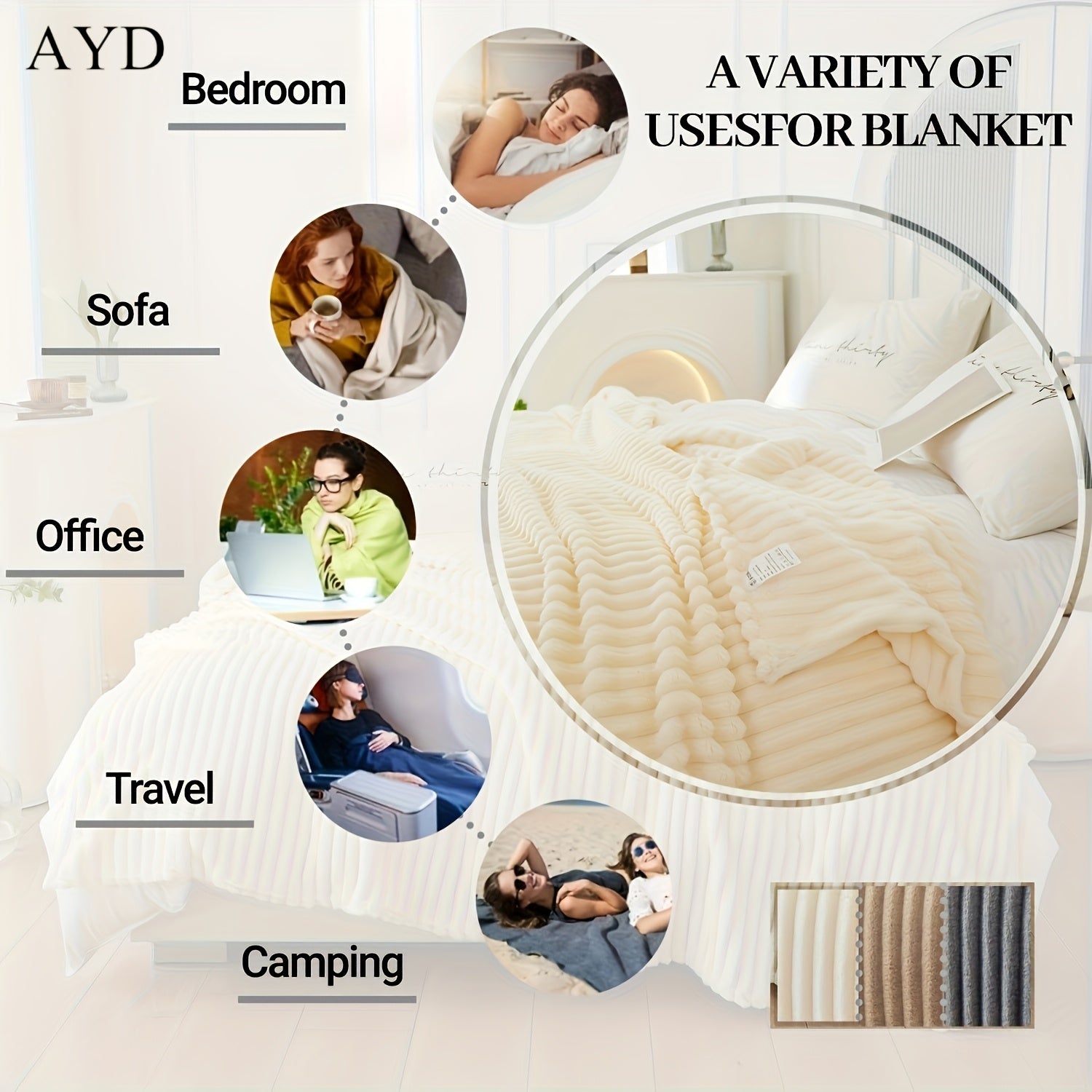 Striped Flannel Fleece Blanket Ultra-Soft, Lightweight, Suitable For Children, Throw\u002FTwin\u002FQueen\u002FKing Sizes, Multi-Color, Ldeal For BedCouch, Travel, Camping, Home Bedroom Decor, Homegoods, Cozyvibes, Room, Best Gifts For Valentine'S Day