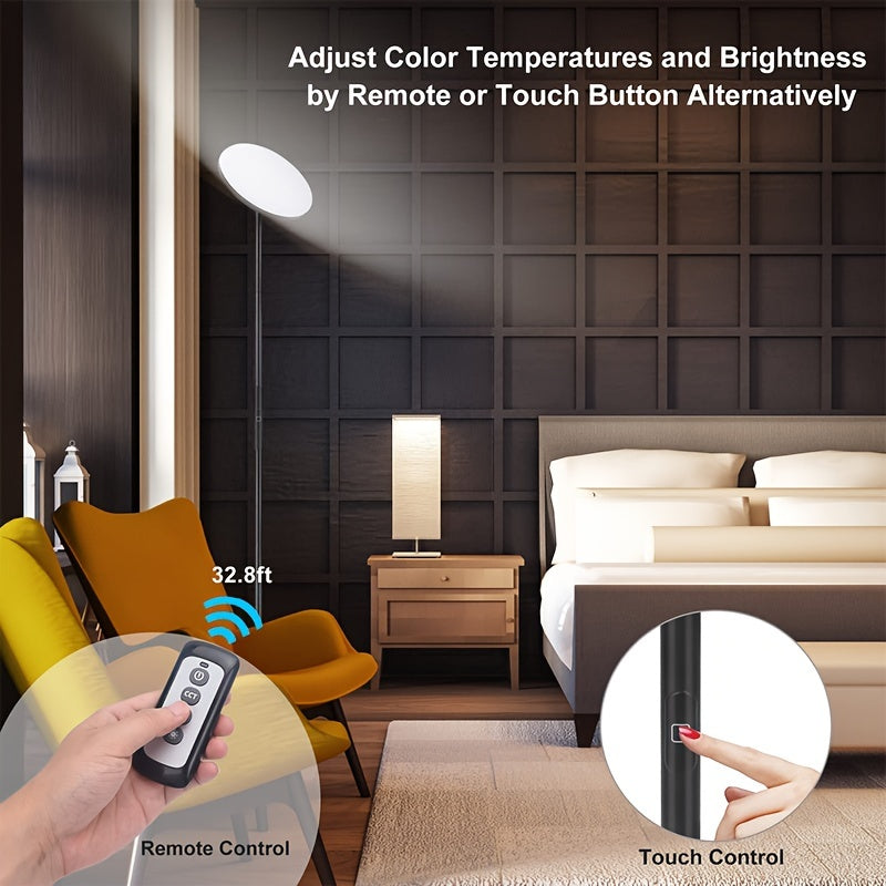 30W\u002F2400LM Sky LED Modern 3 Color Temperatures Super Bright-Tall Standing Pole Light With Remote & Touch Control For Living Room, Bed Room, Office