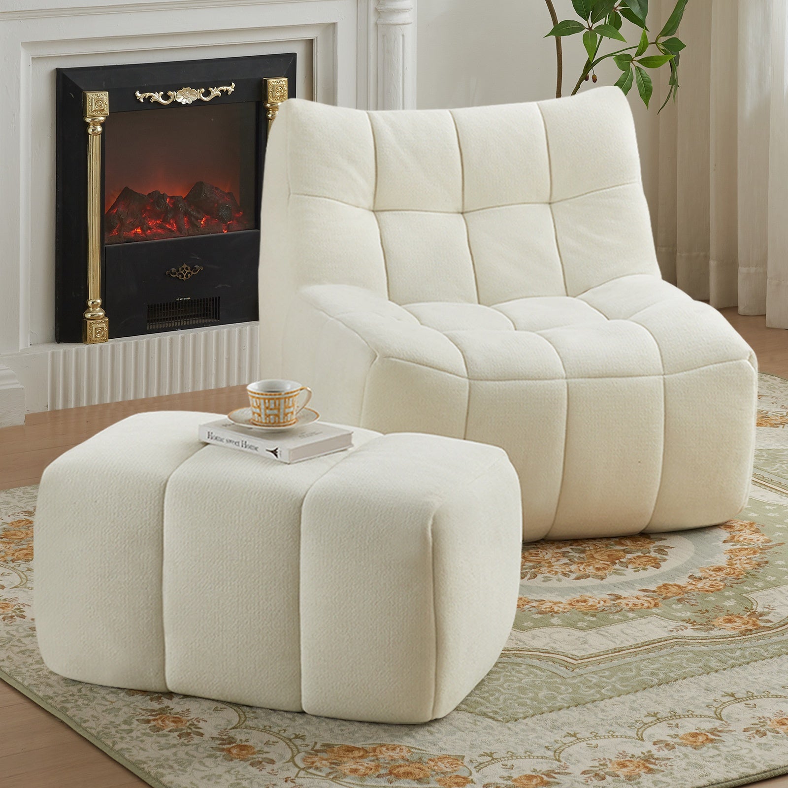 Single Sofa, Small Pedal Sofa, Leisure Sofa, Armless Platform Sofa, Simple Lazy Sofa, Floor Standing Sofa Seat, Indoor Reading And Leisure Integrated Compression Sponge Sofa, No Assembly Required, Suitable for Living Rooms