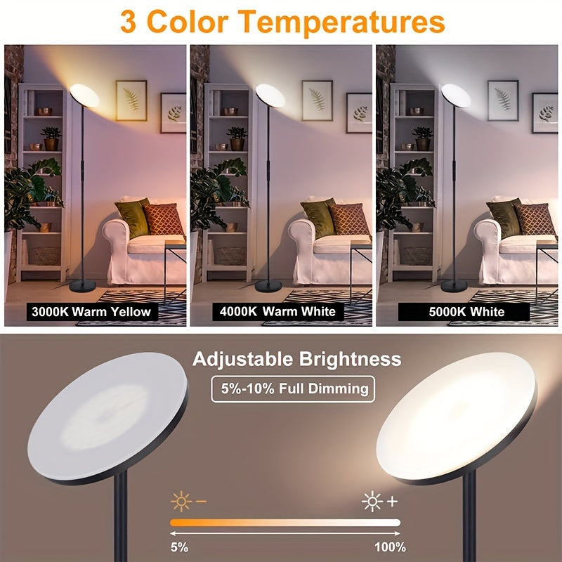 30W\u002F2400LM Sky LED Modern 3 Color Temperatures Super Bright-Tall Standing Pole Light With Remote & Touch Control For Living Room, Bed Room, Office