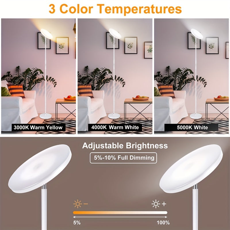 30W\u002F2400LM Sky LED Modern 3 Color Temperatures Super Bright-Tall Standing Pole Light With Remote & Touch Control For Living Room, Bed Room, Office