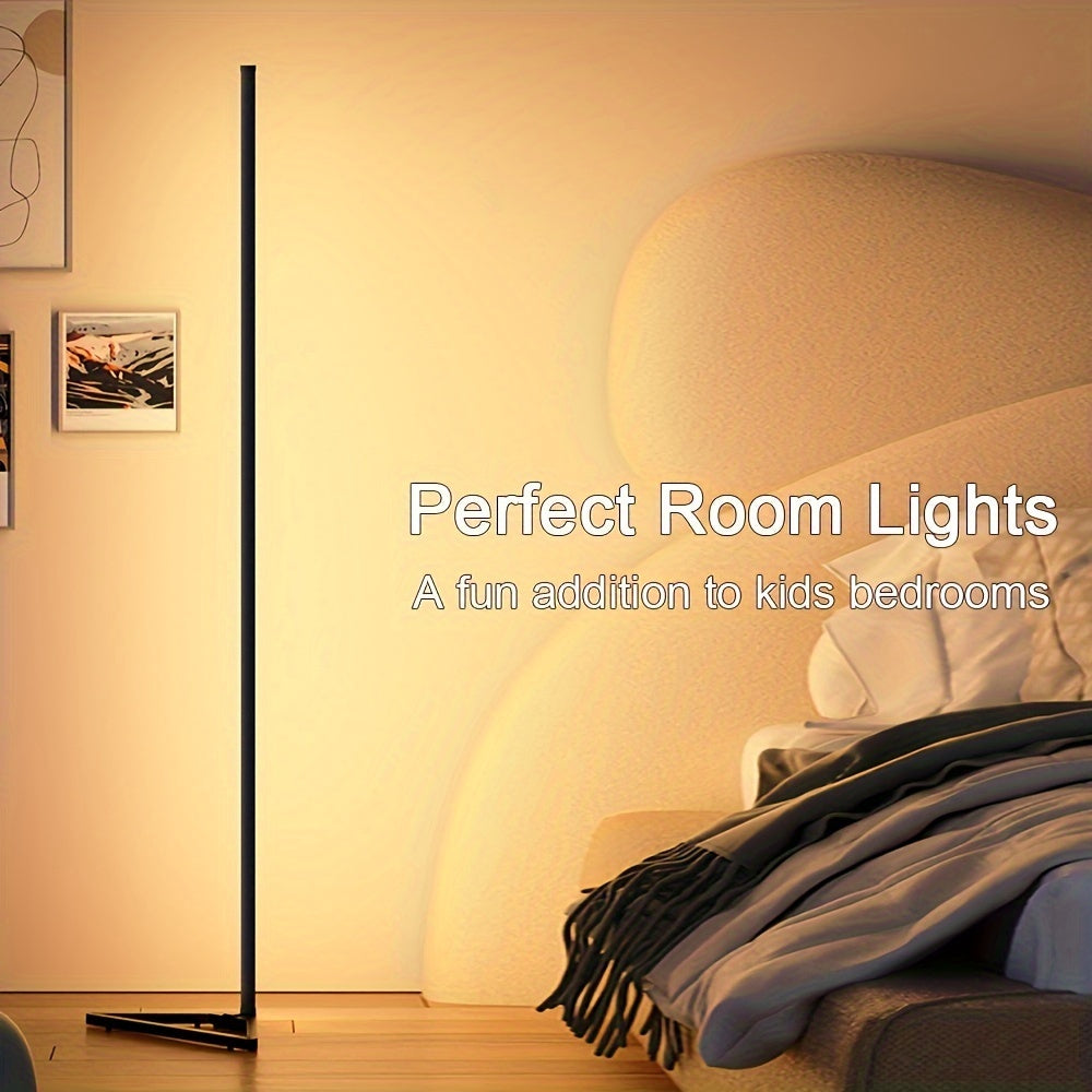 Corner Floor Lamp, Smart RGB LED Corner Lamp With Remote Control Music Sync Dimmable Timer RGB Dream Color Changing Music Rhythm Modern Standing Ambience Light Speed Adjustment For Bedroom Living Gaming Room Studio Party Holiday Christmas Halloween