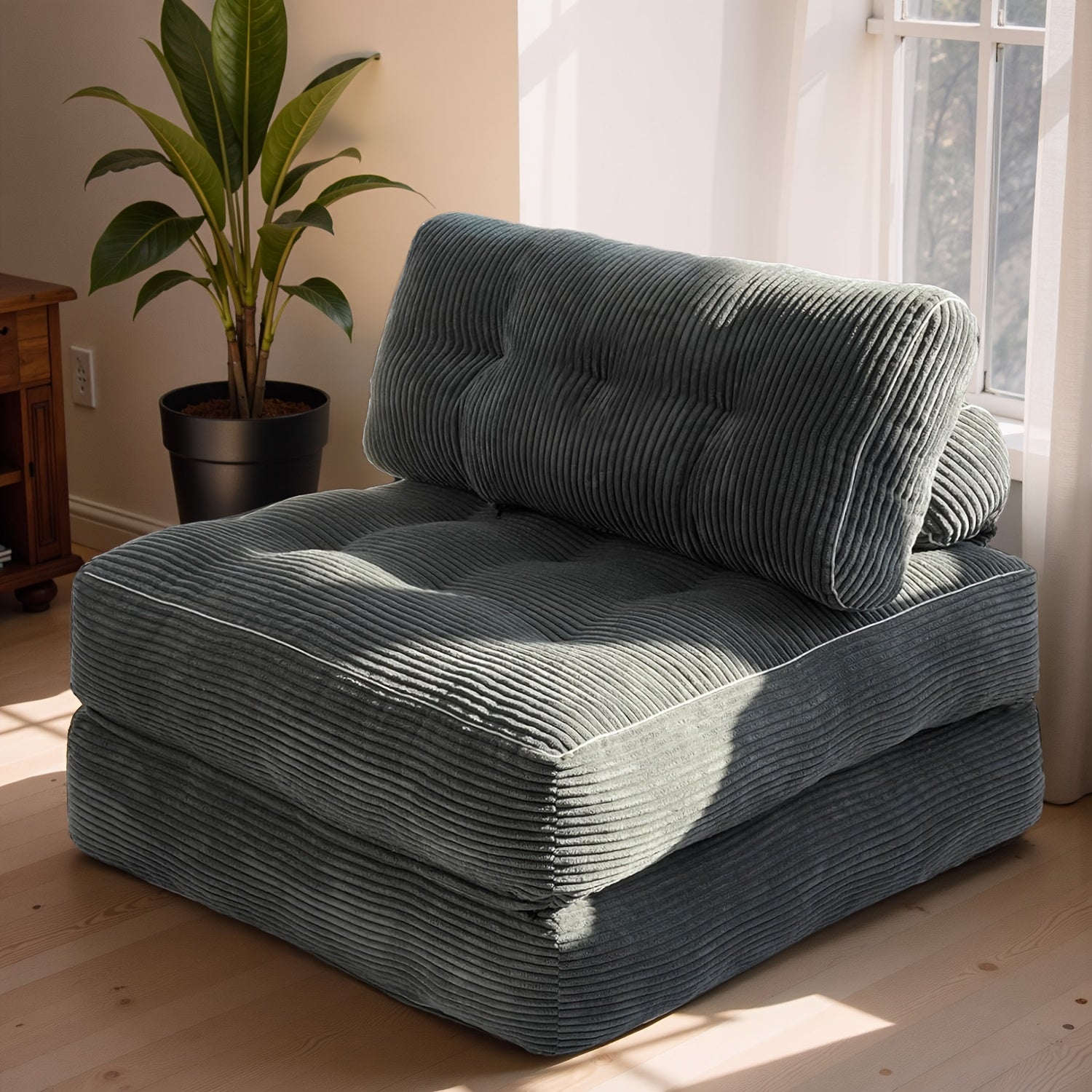 Portable Folding Sofa Bed Convertible to Bed - Modern Sleeper Chair Suitable for Adults, Space-Saving Foam-Filled Couch with Pillow, Single Size Floor Mattress, Ideal for Small Spaces, Dorms, Travel & Emergencies (No Assembly)